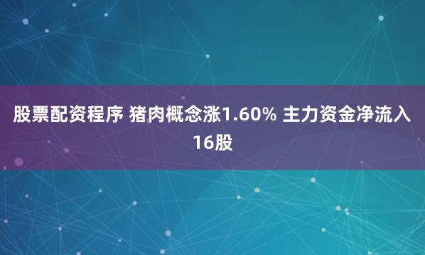 股票配资程序 猪肉概念涨1.60% 主力资金净流入16股